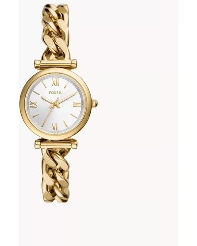 Fossil Carlie Three-hand Gold-tone Stainless Steel Watch - Metallic