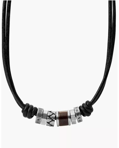 Fossil Leather Leather Or Beaded Necklace - Multicolour