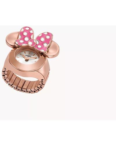 Fossil Disney Limited Edition Two-hand Rose Gold-tone Stainless Steel Watch Ring - Pink