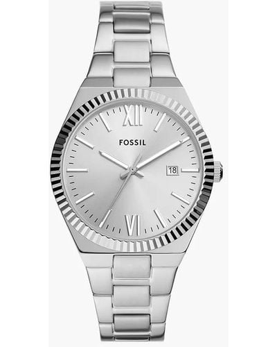 Fossil Scarlette Three-hand Date Stainless Steel Watch - White