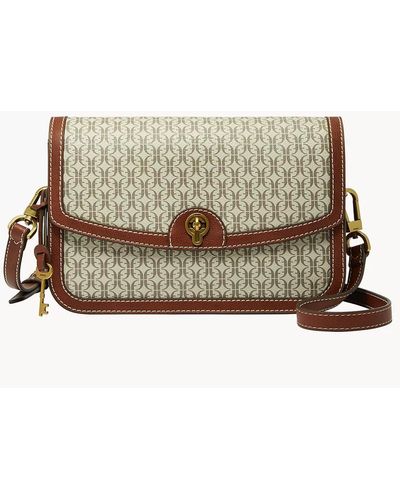 Fossil Ainsley Printed Pvc Flap Crossbody - Natural