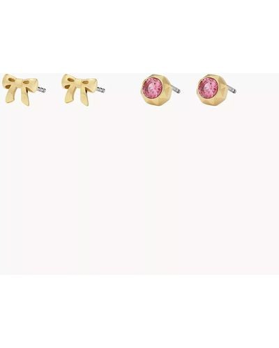 Fossil Barbietm X Special Edition Gold-tone Stainless Steel Earrings Set - Pink