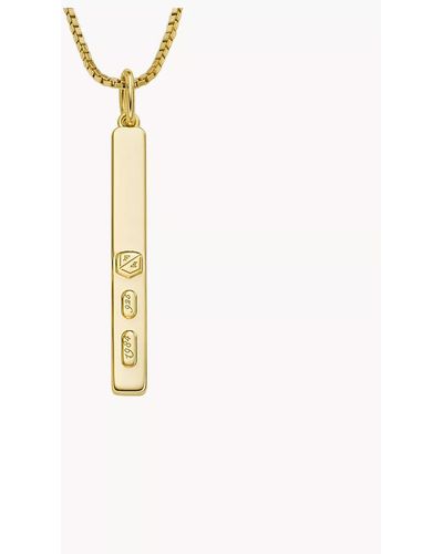 Fossil Sterling All Stacked Up Gold-tone Sterling Silver Pendant Necklace - White