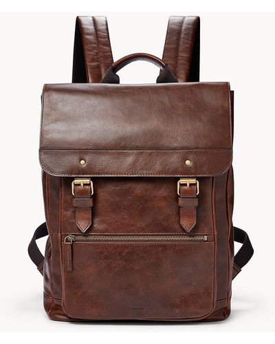 Fossil Miles Leather Backpack Bag - Brown