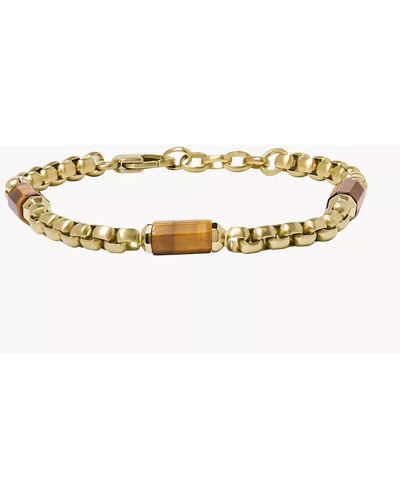 Fossil All Stacked Up Brown Tiger's Eye Components Bracelet - Metallic