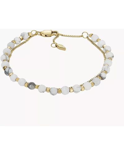 Fossil All Stacked Up Howlite Chain Beaded Bracelet - Metallic