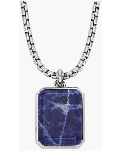 Fossil Stainless Steel Blue Sodalite Necklace