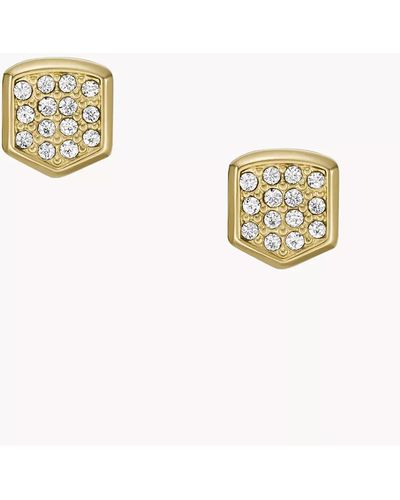 Fossil Heritage Crest Gold-tone Stainless Steel Stud Earrings - Metallic