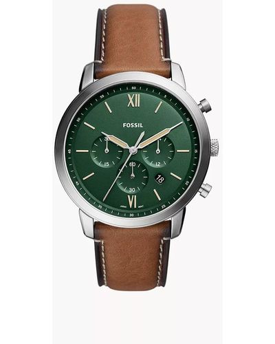 Fossil Neutra Chronograph Tan Litehidetm Leather Watch - Green
