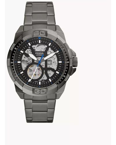 Fossil Bronson Automatic Smoke Stainless Steel Watch - Grey