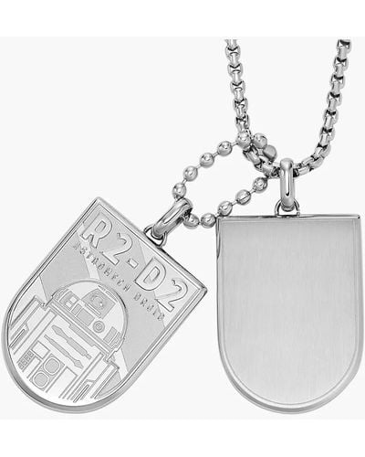 Fossil Star Warstm R2-d2tm Stainless Steel Dog Tag Necklace - Grey
