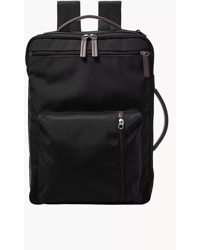 Fossil All-gender Buckner Leather Travel Backpack Bag - Black