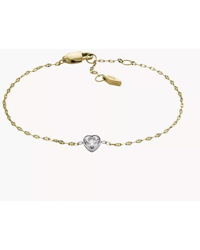 Fossil Sadie Tokens Of Affection Two-tone Stainless Steel Chain Bracelet - White