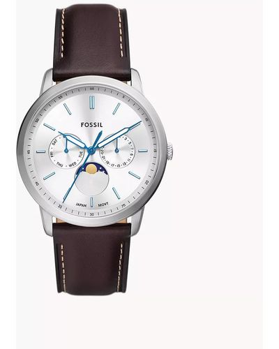 Fossil Neutra Quartz Stainless Steel And Leather Chronograph Watch - Metallic