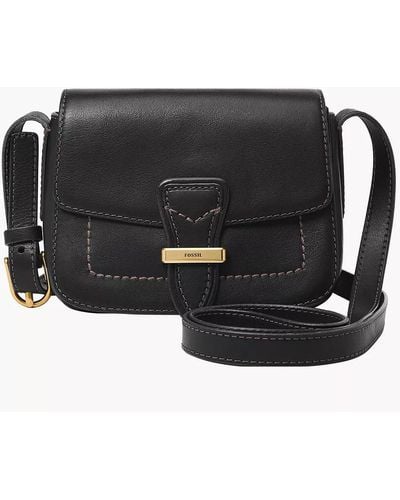 Fossil Tremont Leather Small Flap Crossbody - Black