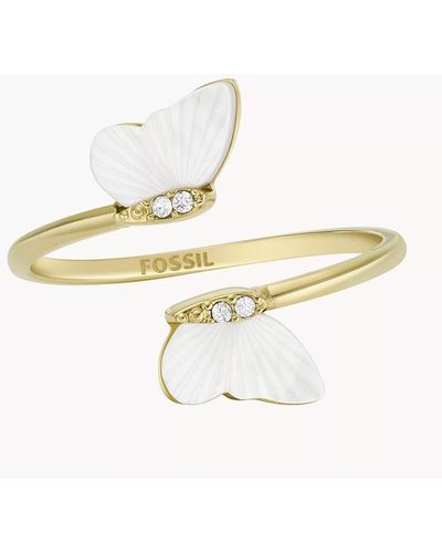 Fossil Stainless Steel Mop Butterfly Ring - Metallic