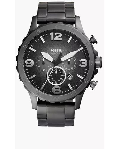 Fossil Nate Chronograph Smoke Stainless Steel Watch - Multicolour