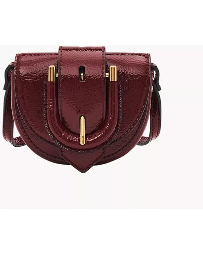 Fossil Harwell Leather Micro Flap Crossbody Bag - Red