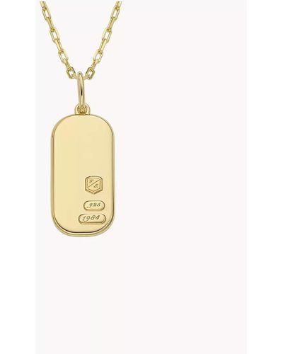 Fossil Sterling All Stacked Up Gold-tone Sterling Silver Pendant Necklace - White