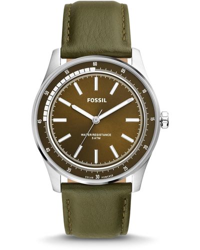 Fossil Sullivan Solar-powered Green Leather Watch