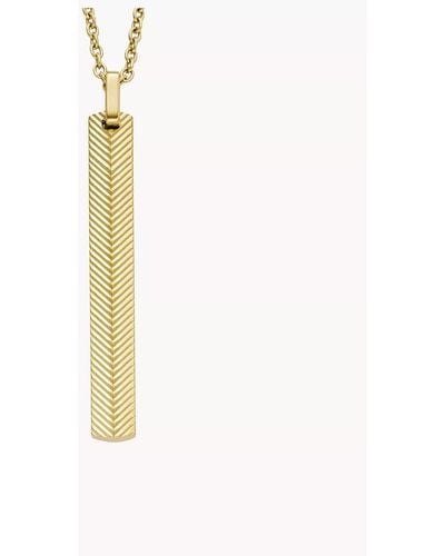 Fossil Harlow Linear Texture Gold-tone Stainless Steel Chain Necklace - White