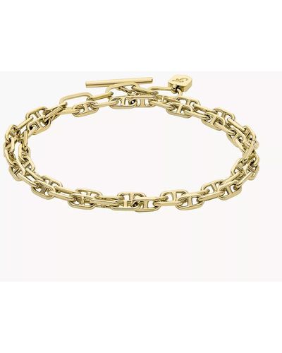 Fossil Heritage D-link Gold-tone Brass Chain Bracelet - Metallic