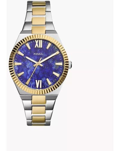 Fossil Scarlette Three-hand Two-tone Stainless Steel Watch - Blue