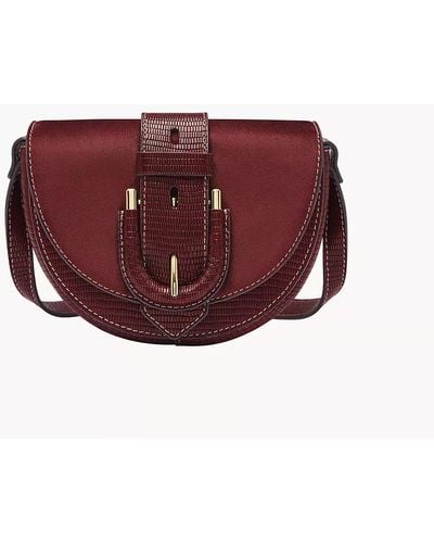 Fossil Harwell Leather Small Flap Crossbody Bag - Red