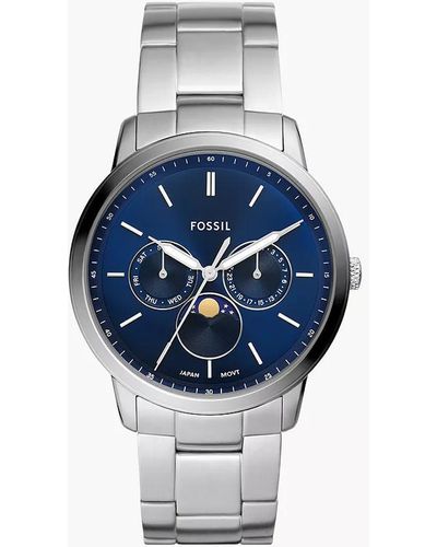 Fossil Neutra Quartz Stainless Steel Multifunction Moonphase Watch - Blue