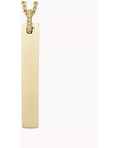 Fossil Stainless Steel Gold Engravable Pendant Necklace - Metallic