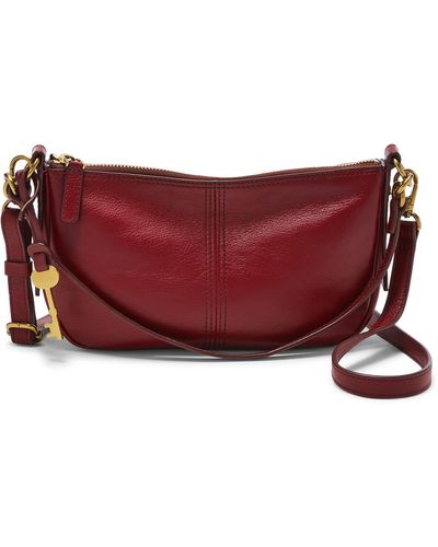 Fossil Jolie Leather Small Shoulder Bag Purse Handbag - Red