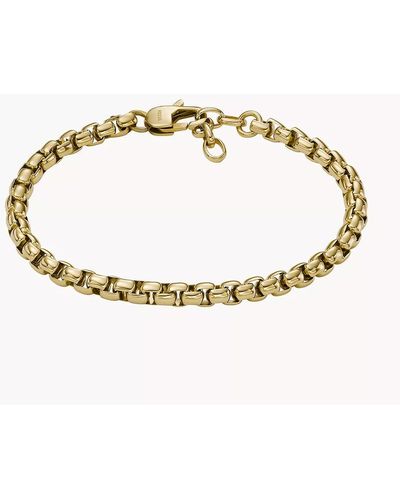 Fossil All Stacked Up Gold-tone Stainless Steel Chain Bracelet - Metallic