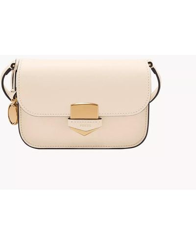 Fossil Lennox Leather Small Flap Crossbody Bag - Natural