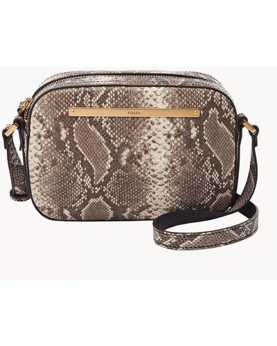 Fossil Liza Python Effect Embossed Leather Camera Bag - Brown