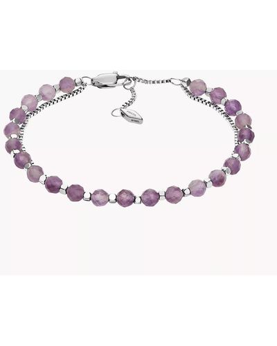 Fossil All Stacked Up Purple Amethyst Multi-strand Bracelet - Pink