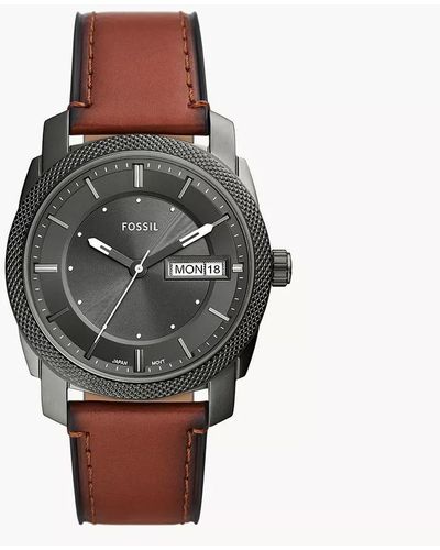 Fossil Machine Quartz Stainless Steel And Eco Leather Three-hand Watch - Multicolour