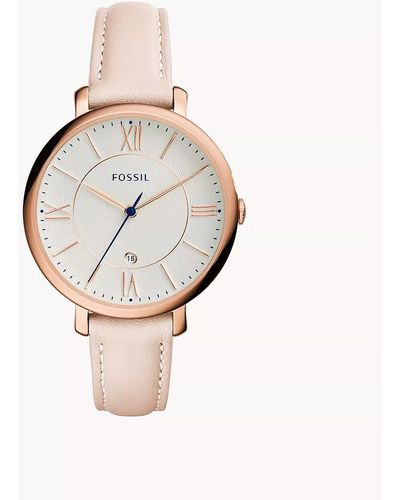 Fossil Jacqueline Quartz Stainless Steel And Leather Watch - Pink