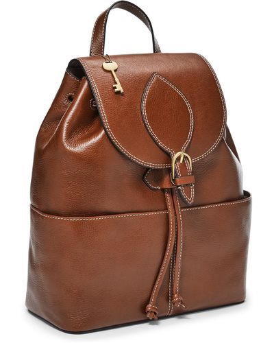 Fossil Luna Leather Backpack Purse Handbag - Brown
