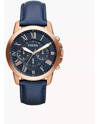 Fossil Es4113 Original Boyfriend Sport Chronograph Blue Leather Watch