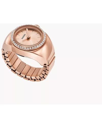 Fossil Watch Ring Two-hand Rose Gold-tone Stainless Steel - Pink