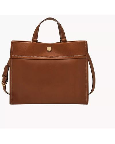 Fossil Gemma Leather Small Tote - Brown