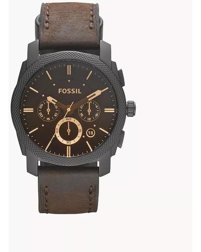 Fossil S Chronograph Quartz Watch With Leather Strap Fs4656ie - Black