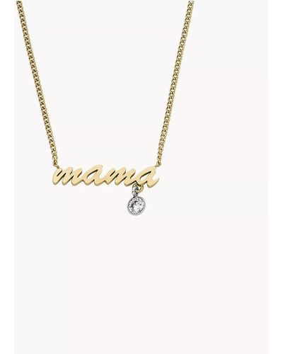 Fossil Stainless Steel Gold Mama Necklaces - Metallic