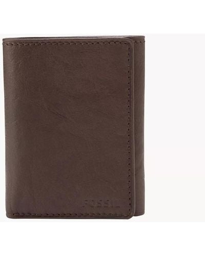 Fossil Ingram Leather Trifold With Id Window Wallet - Brown