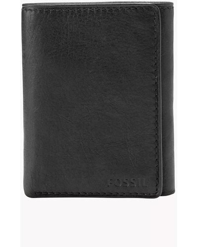 Fossil Ingram Leather Trifold With Id Window Wallet - Black