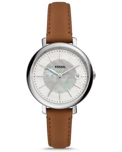 Fossil Jacqueline Solar-powered Stainless Steel And Eco Leather Watch - White