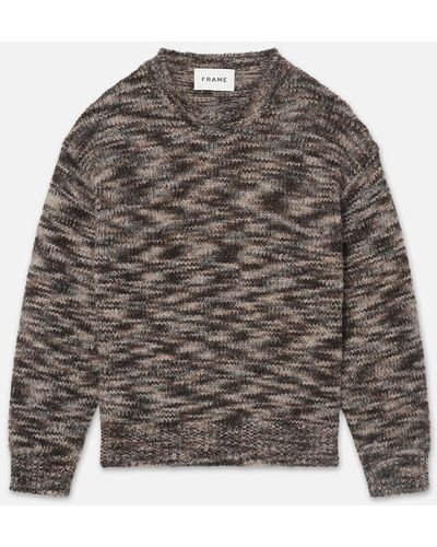 FRAME Tweed Textured Crewneck Jumper - Grey