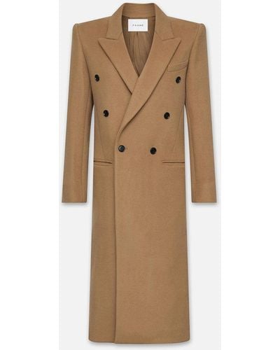 FRAME Double Breasted Tailored Coat - Natural