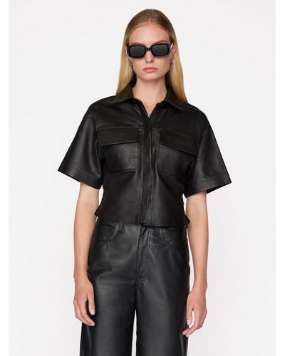 FRAME Leather Safari Shirt - Black