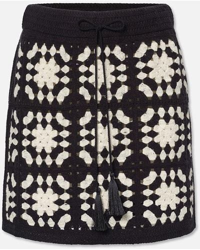 FRAME Crochet Tassle Skirt - Black